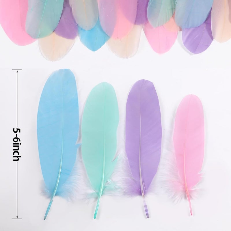 Holmgren Big Macaroon Goose Feathers - 200pcs 5-7inch Natural Goose Feather Bulk for DIY Dream Catcher, Wedding Party Christmas Home Decoration (Macaroon) - Image 3